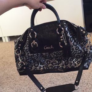 EUC coach purse cheetah print black